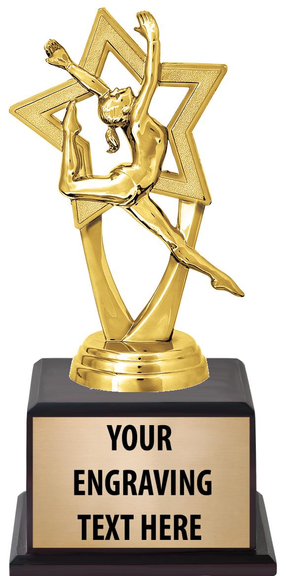 7.5" TROPHY ON BROWN WOOD BASE