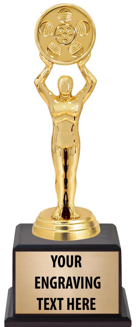 7.5" TROPHY ON BROWN WOOD BASE