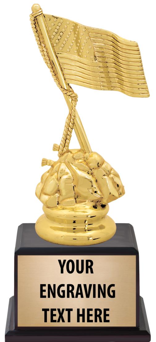 7.5" TROPHY ON BROWN WOOD BASE
