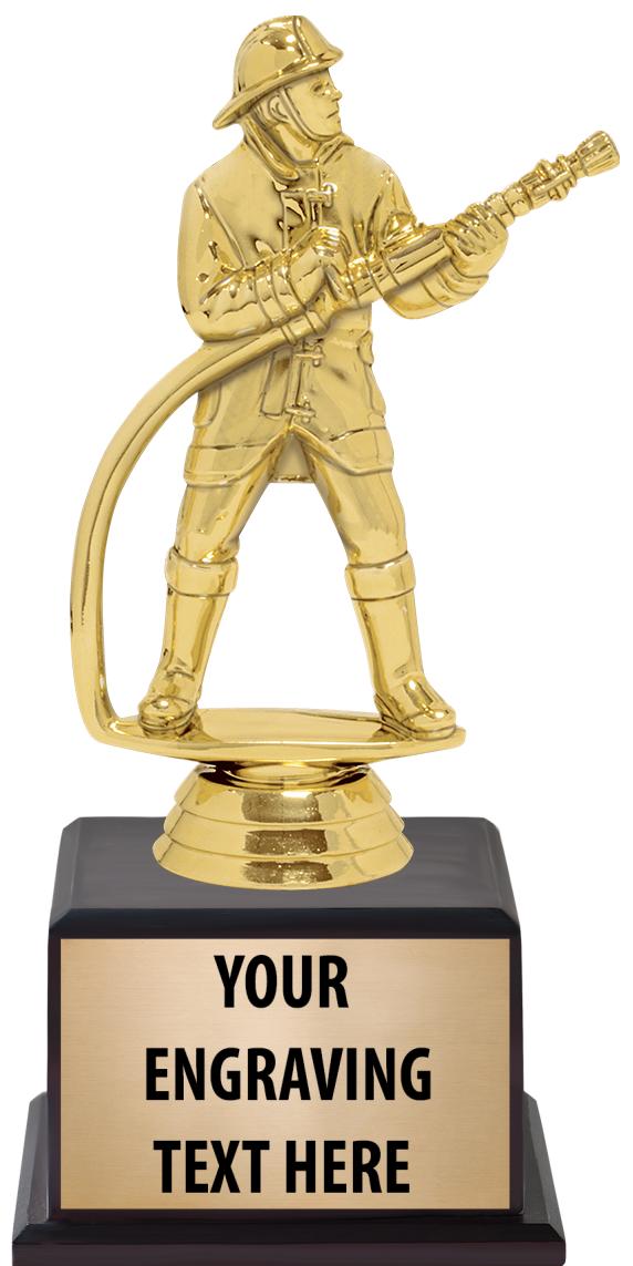 7.5" TROPHY ON BROWN WOOD BASE