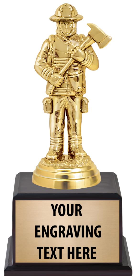 7.5" TROPHY ON BROWN WOOD BASE