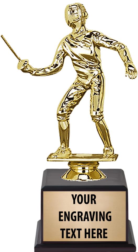 7.5" TROPHY ON BROWN WOOD BASE
