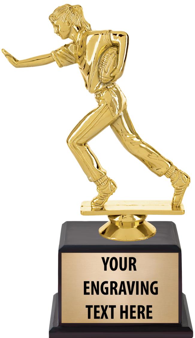 7.5" TROPHY ON BROWN WOOD BASE