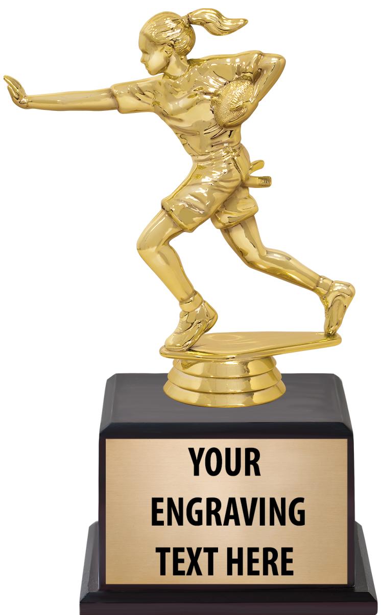 7.5" TROPHY ON BROWN WOOD BASE