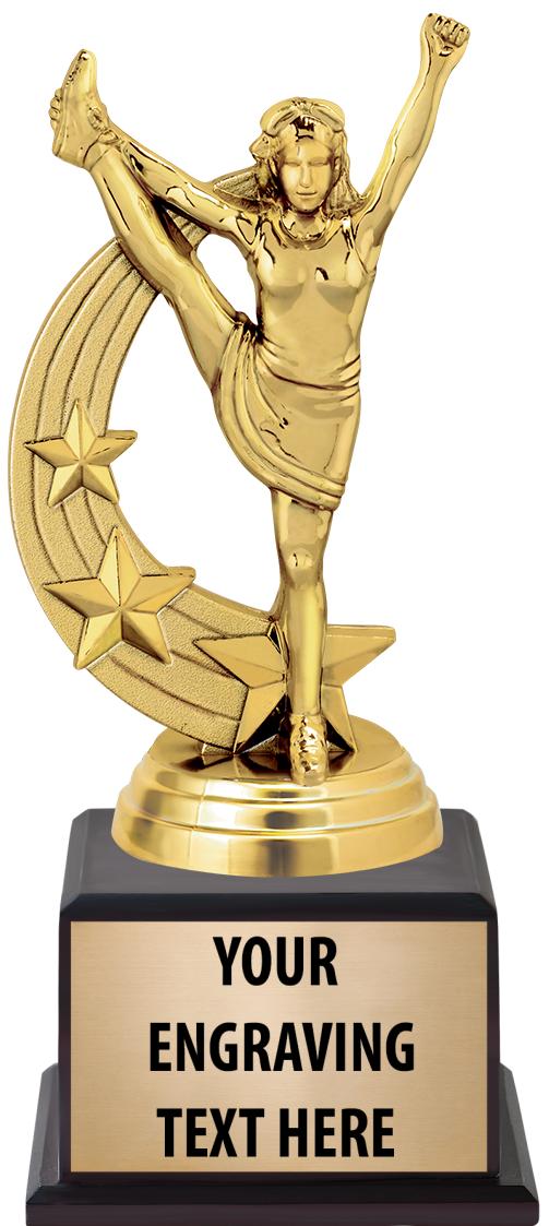 7.5" TROPHY ON BROWN WOOD BASE