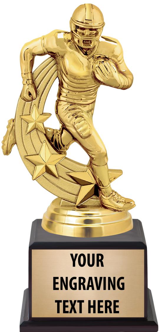 7.5" TROPHY ON BROWN WOOD BASE