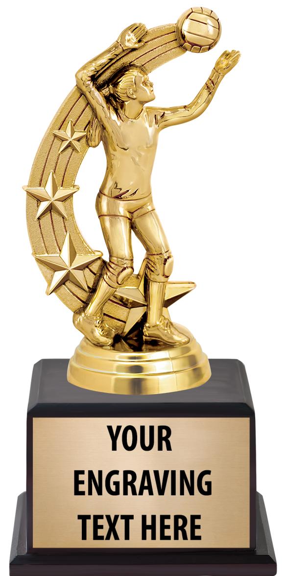 7.5" TROPHY ON BROWN WOOD BASE