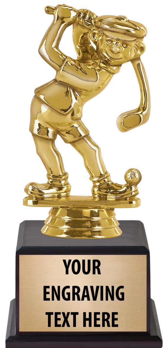 7.5" TROPHY ON BROWN WOOD BASE
