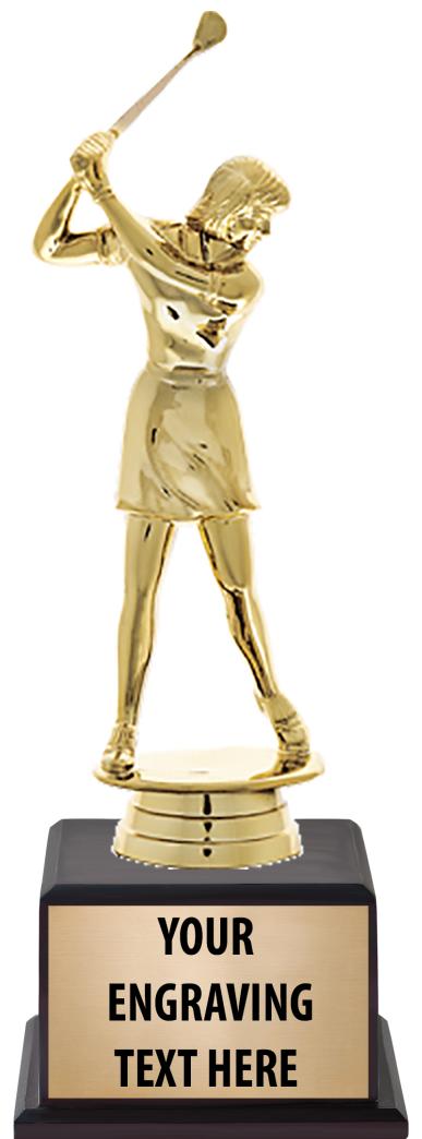 7.5" TROPHY ON BROWN WOOD BASE