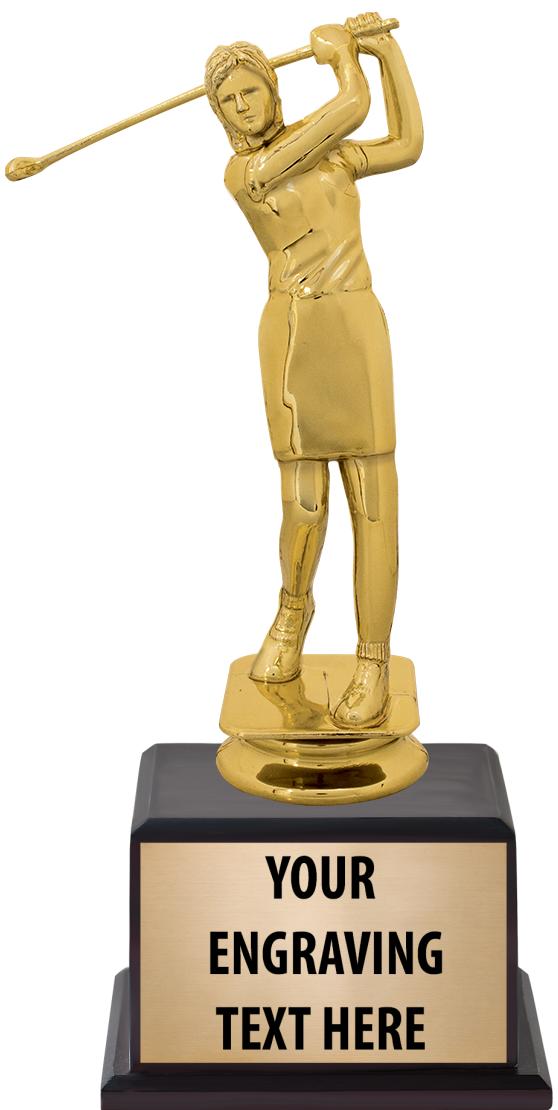 7.5" TROPHY ON BROWN WOOD BASE