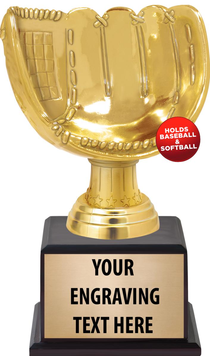 7.5" TROPHY ON BROWN WOOD BASE