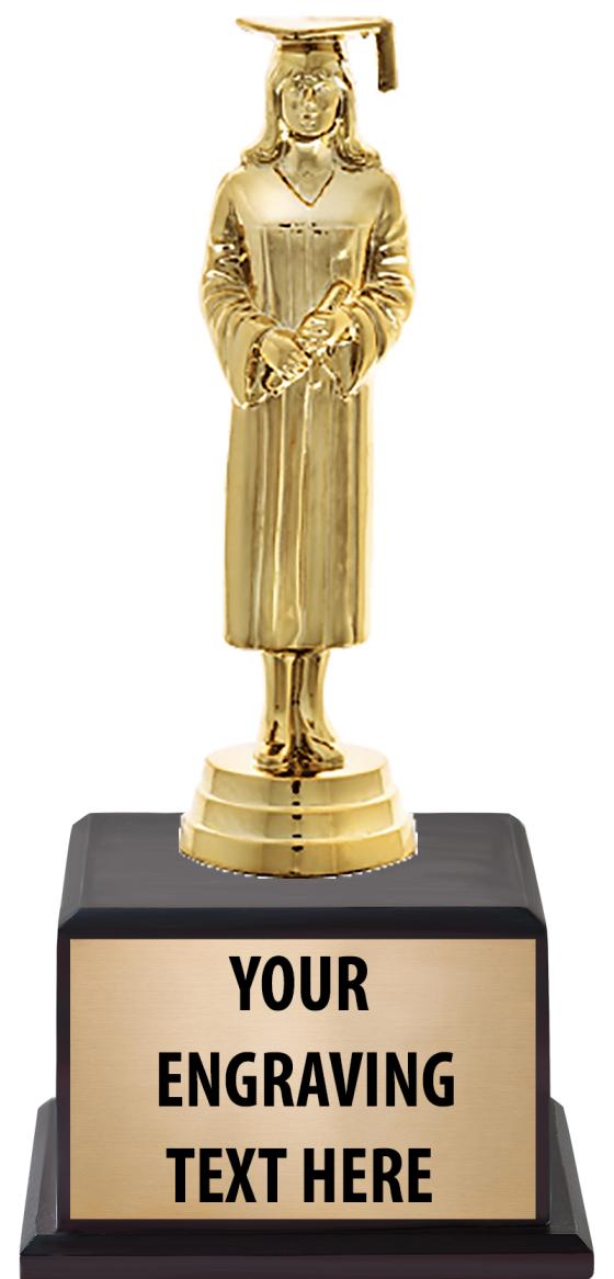 7.5" TROPHY ON BROWN WOOD BASE