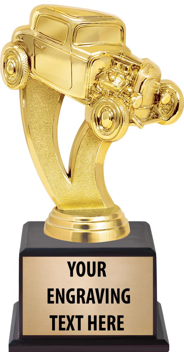 7.5" TROPHY ON BROWN WOOD BASE