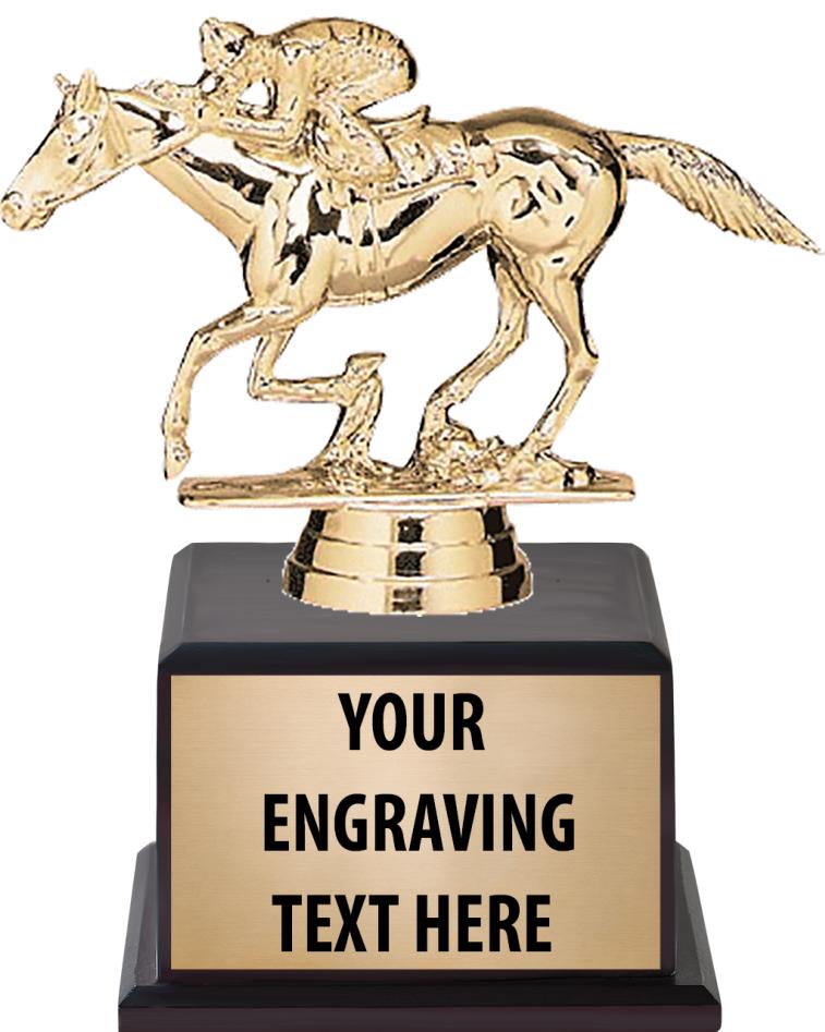 7.5" TROPHY ON BROWN WOOD BASE