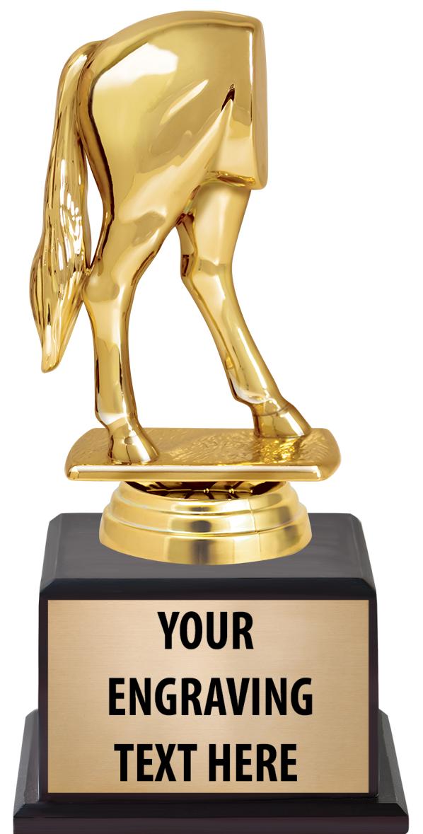 7.5" TROPHY ON BROWN WOOD BASE