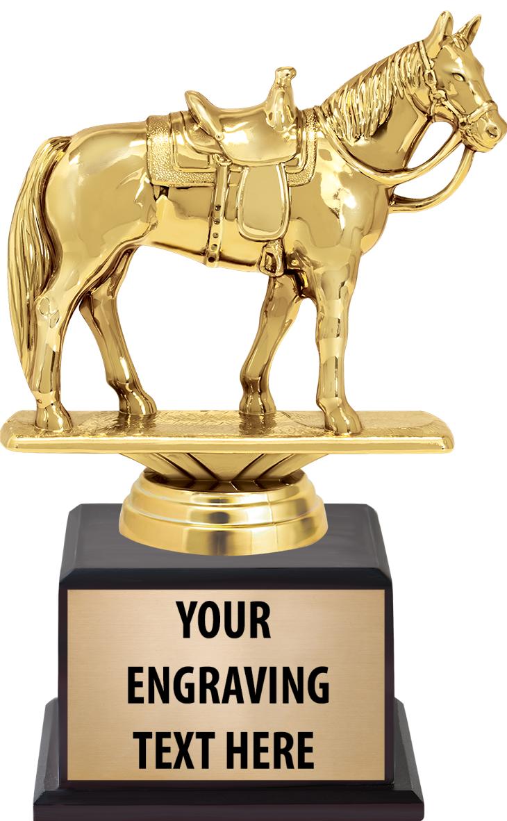 7.5" TROPHY ON BROWN WOOD BASE