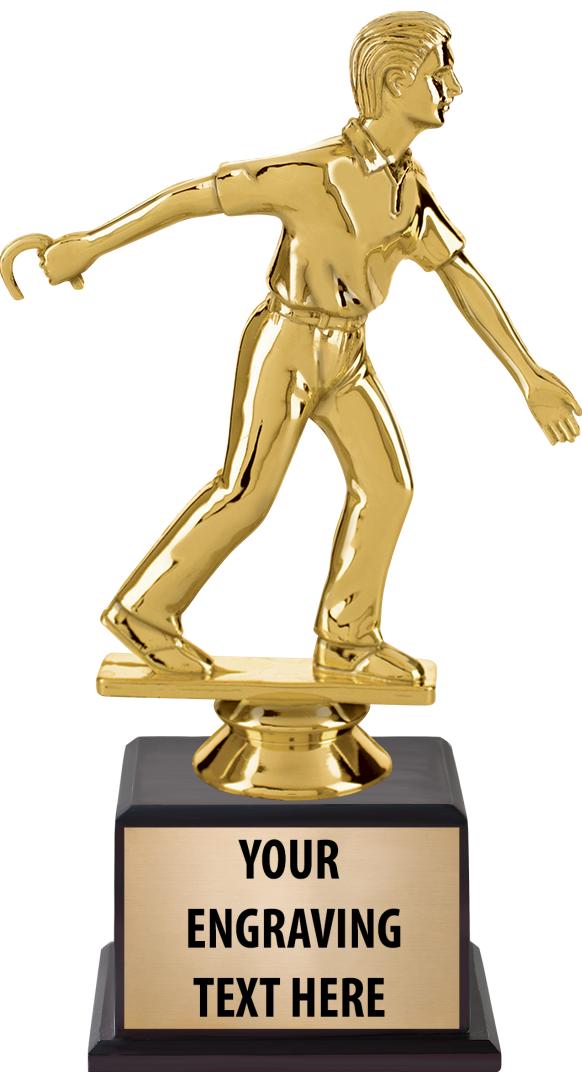 7.5" TROPHY ON BROWN WOOD BASE