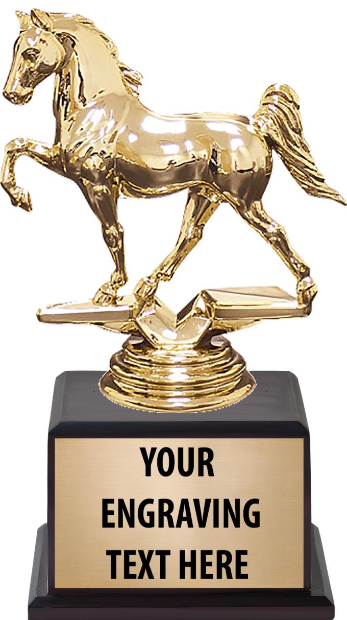 7.5" TROPHY ON BROWN WOOD BASE