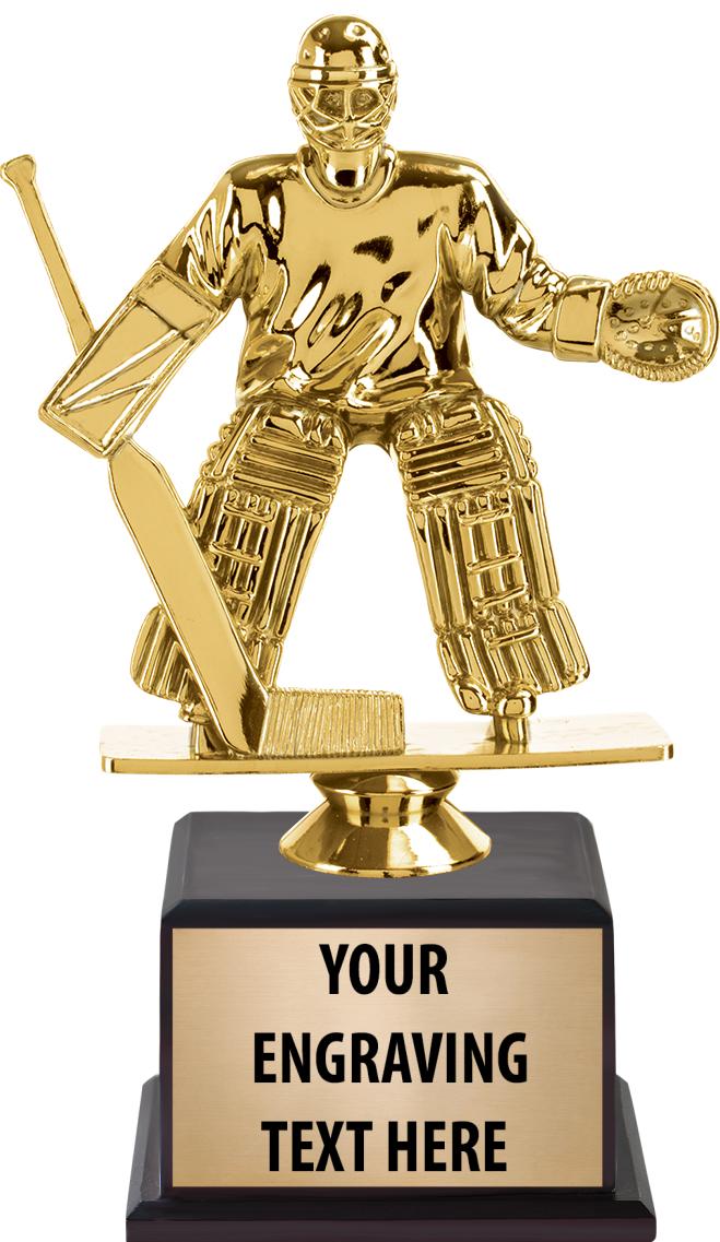 7.5" TROPHY ON BROWN WOOD BASE