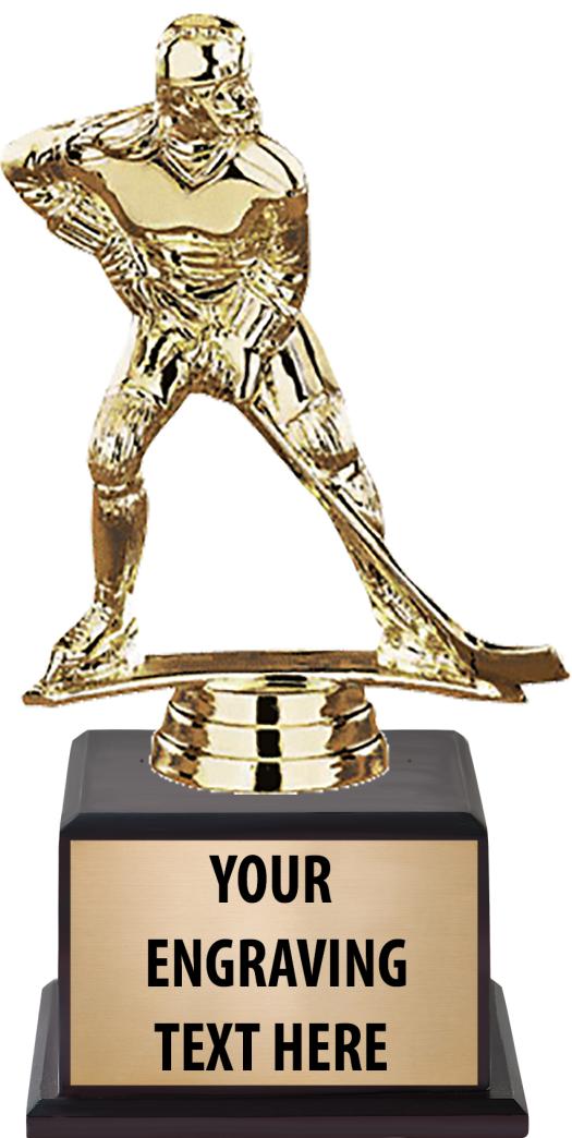 7.5" TROPHY ON BROWN WOOD BASE