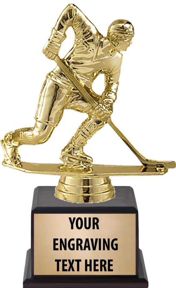 7.5" TROPHY ON BROWN WOOD BASE