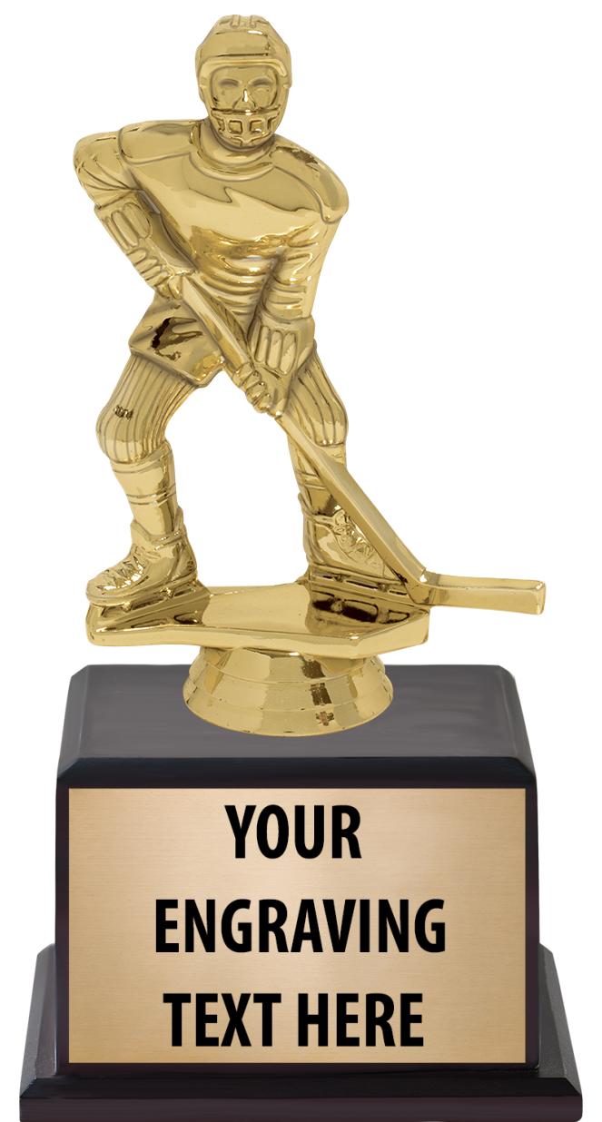 7.5" TROPHY ON BROWN WOOD BASE