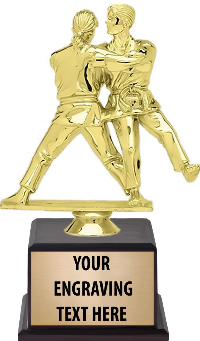 7.5" TROPHY ON BROWN WOOD BASE