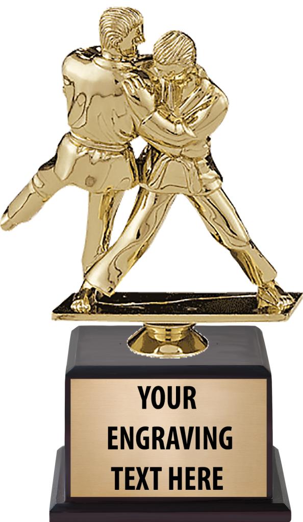 7.5" TROPHY ON BROWN WOOD BASE