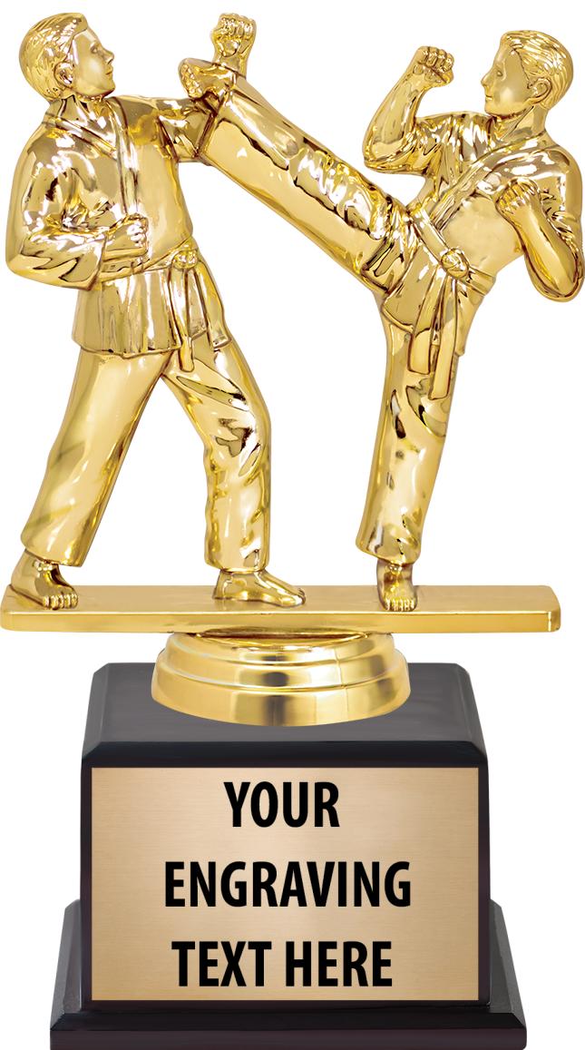 7.5" TROPHY ON BROWN WOOD BASE