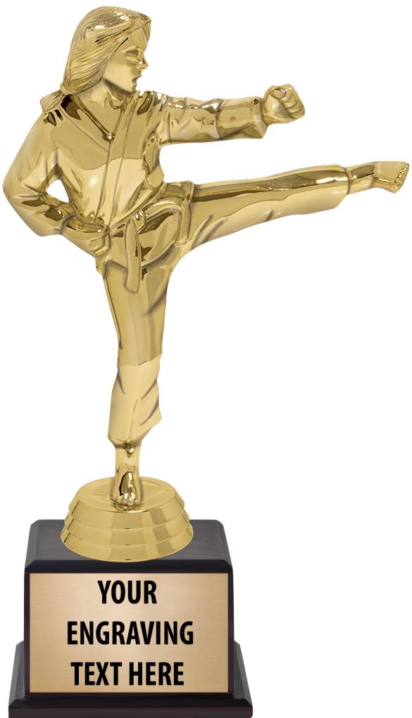 7.5" TROPHY ON BROWN WOOD BASE