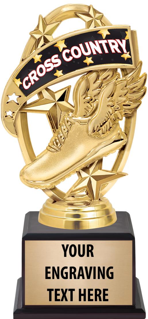 7.5" TROPHY ON BROWN WOOD BASE