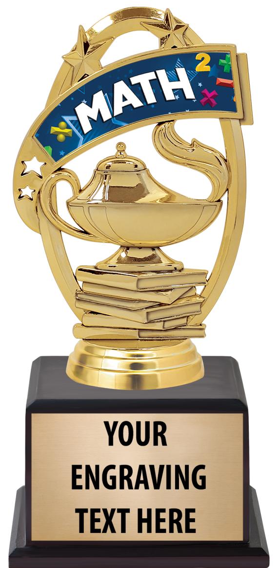 7.5" TROPHY ON BROWN WOOD BASE