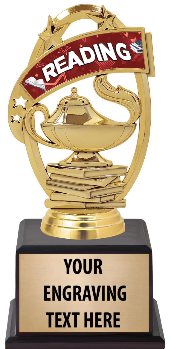 7.5" TROPHY ON BROWN WOOD BASE