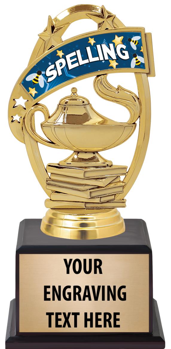 7.5" TROPHY ON BROWN WOOD BASE