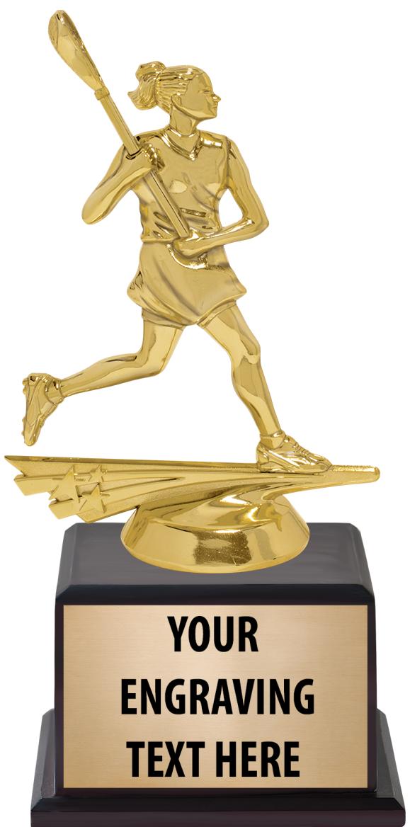 7.5" TROPHY ON BROWN WOOD BASE