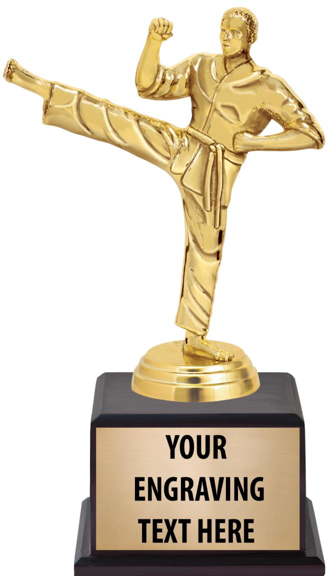 7.5" TROPHY ON BROWN WOOD BASE