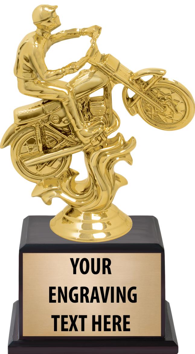 7.5" TROPHY ON BROWN WOOD BASE