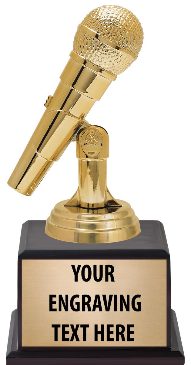 7.5" TROPHY ON BROWN WOOD BASE