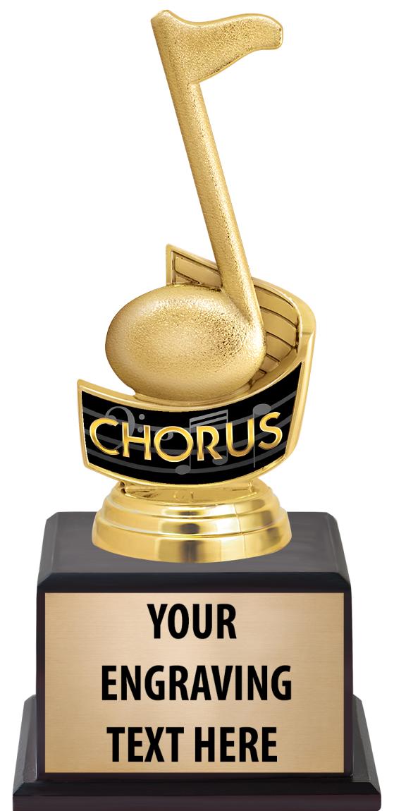 7.5" TROPHY ON BROWN WOOD BASE