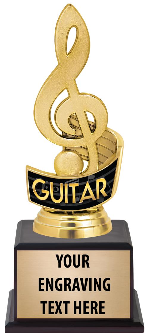 7.5" TROPHY ON BROWN WOOD BASE