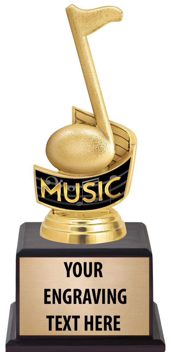 7.5" TROPHY ON BROWN WOOD BASE