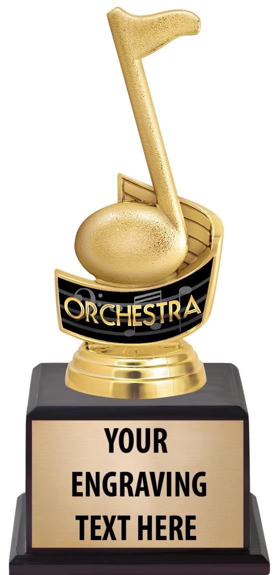 7.5" TROPHY ON BROWN WOOD BASE