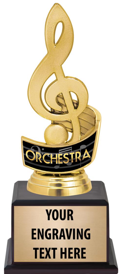 7.5" TROPHY ON BROWN WOOD BASE