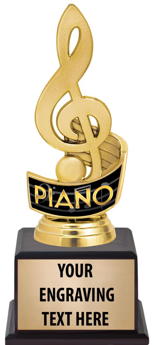 7.5" TROPHY ON BROWN WOOD BASE