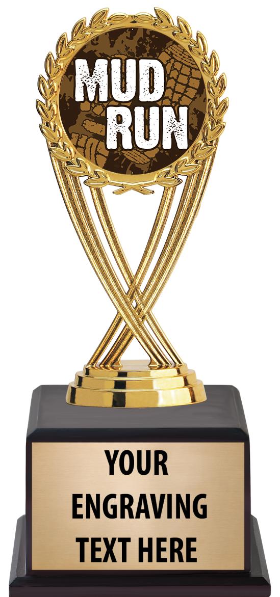 7.5" TROPHY ON BROWN WOOD BASE