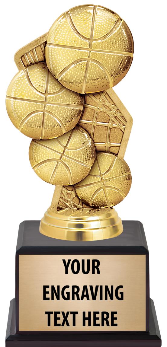 7.5" TROPHY ON BROWN WOOD BASE