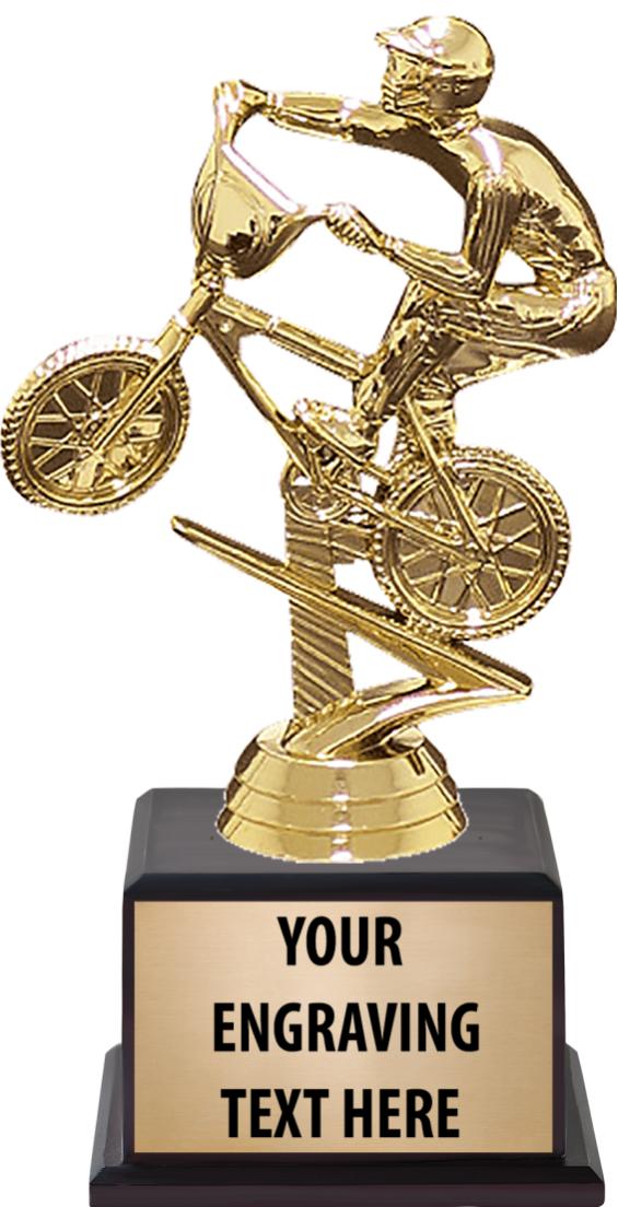 7.5" TROPHY ON BROWN WOOD BASE