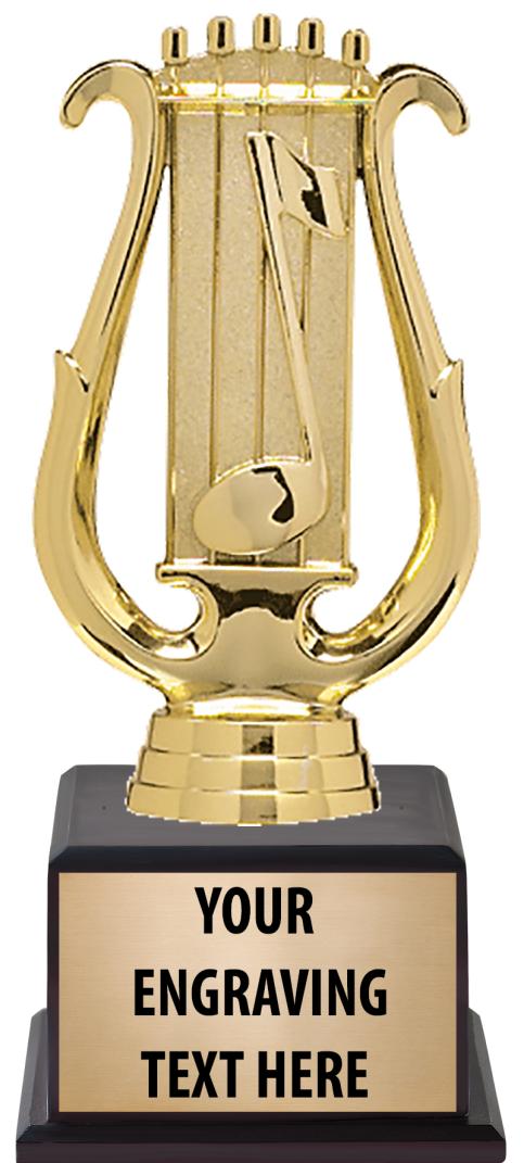 7.5" TROPHY ON BROWN WOOD BASE