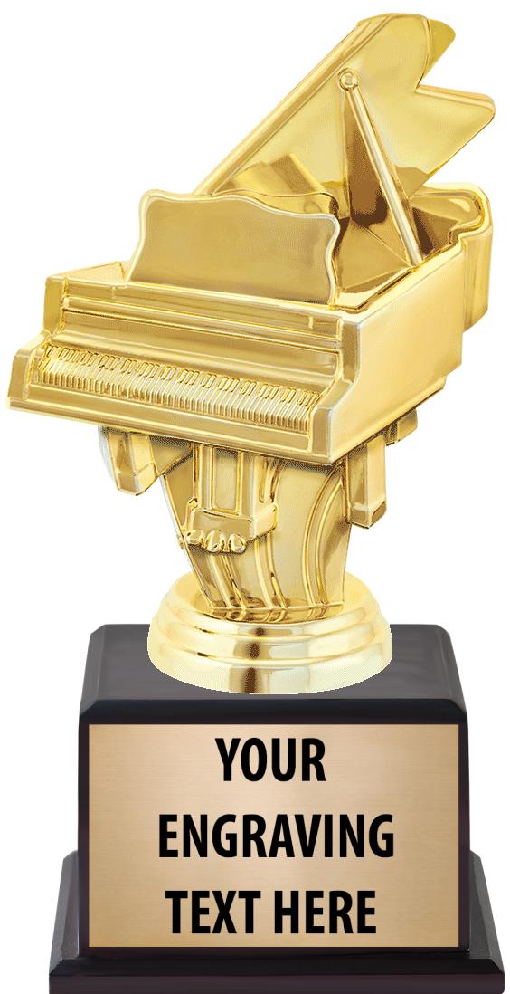 7.5" TROPHY ON BROWN WOOD BASE