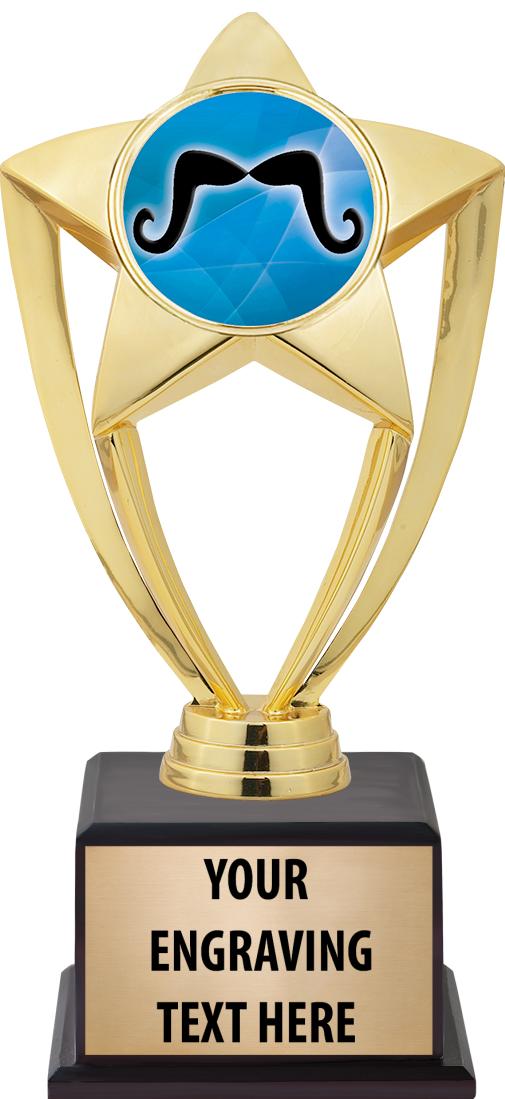 7.5" TROPHY ON BROWN WOOD BASE